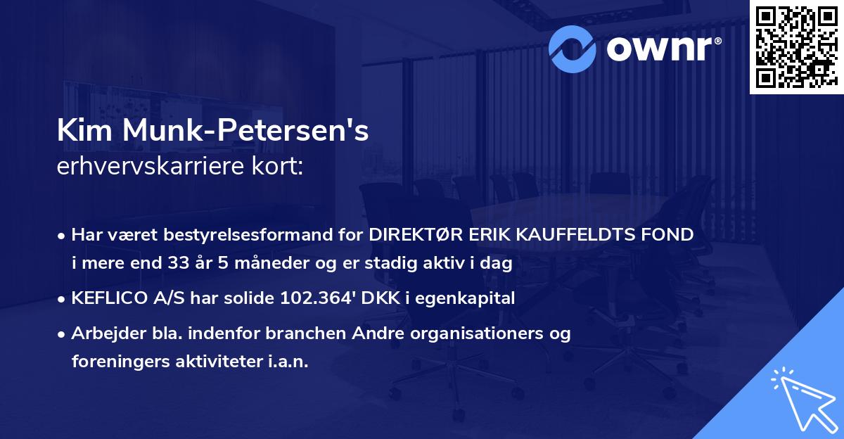 Kim Munk-Petersen's erhvervskarriere kort