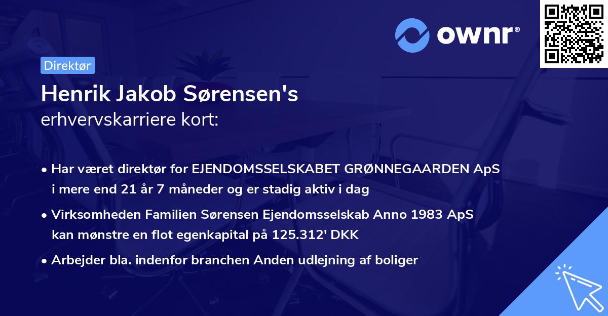 Henrik Jakob Sørensen's erhvervskarriere kort