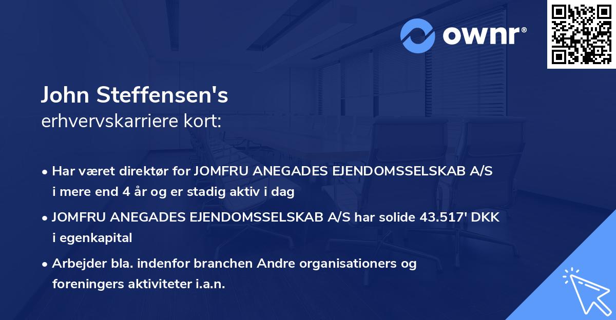 John Steffensen's erhvervskarriere kort