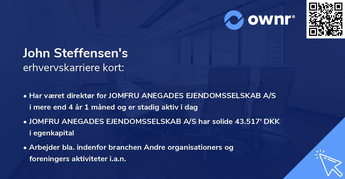 John Steffensen's erhvervskarriere kort