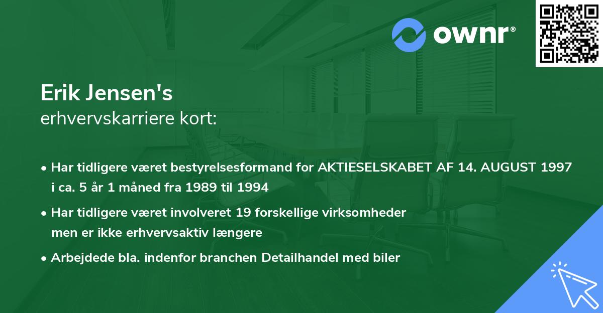 Erik Jensen's erhvervskarriere kort