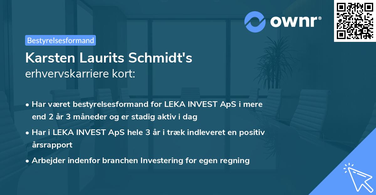 Karsten Laurits Schmidt's erhvervskarriere kort