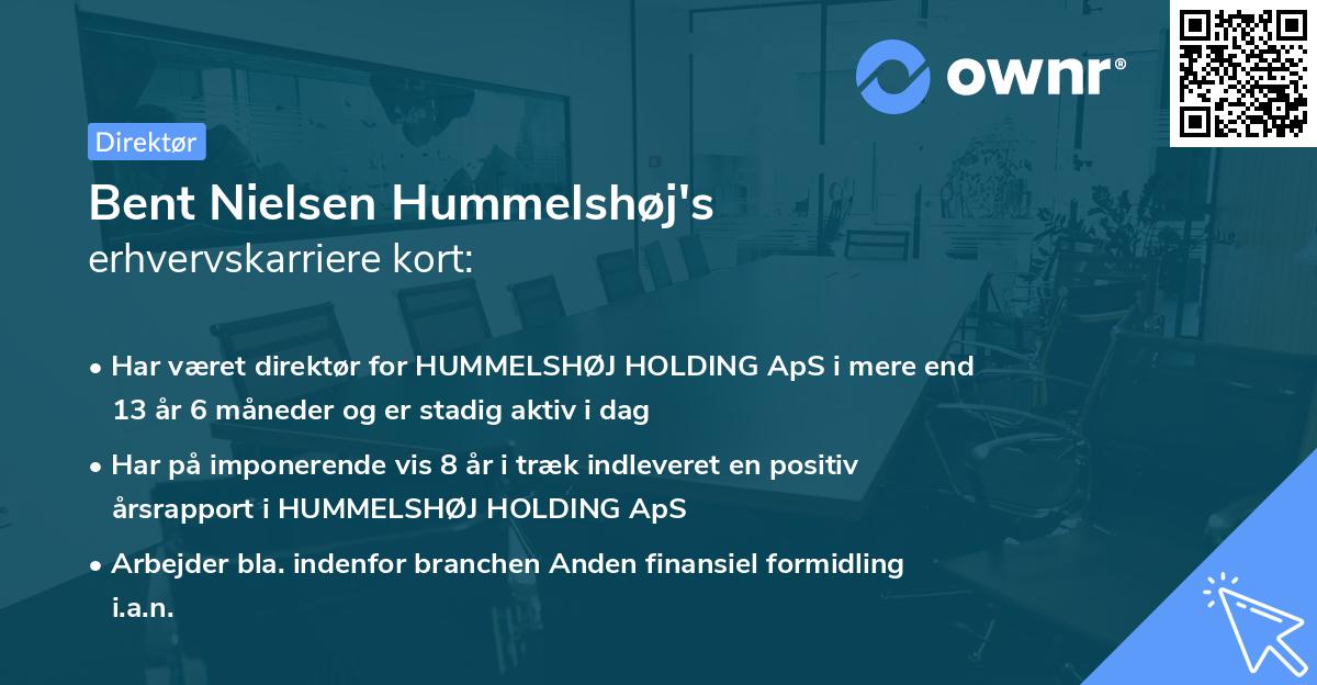 Bent Nielsen Hummelshøj's erhvervskarriere kort