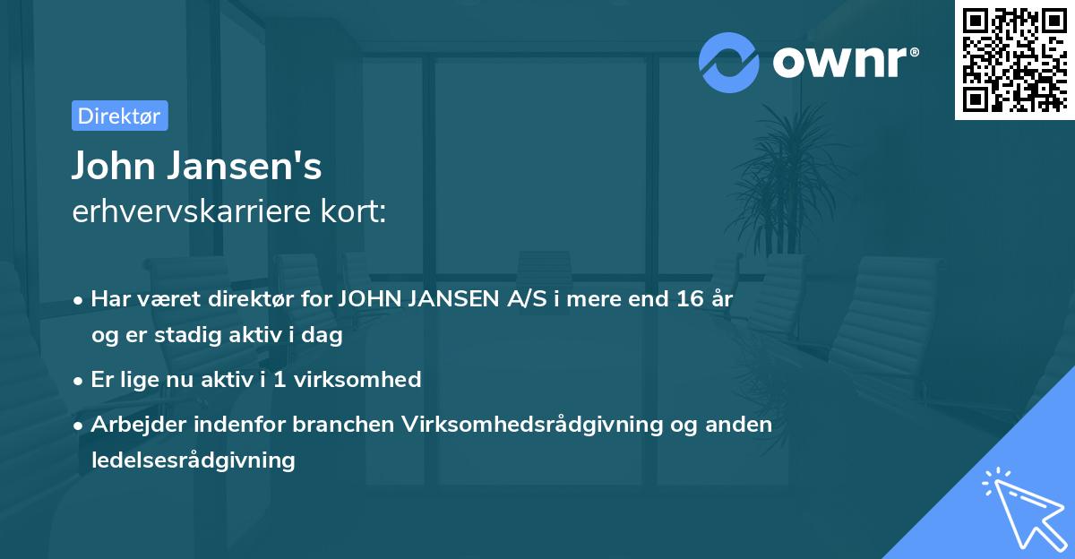 John Jansen's erhvervskarriere kort