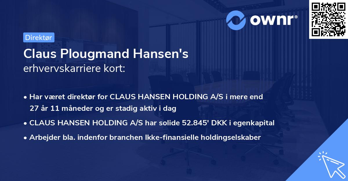 Claus Plougmand Hansen's erhvervskarriere kort