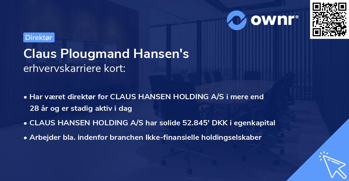 Claus Plougmand Hansen's erhvervskarriere kort