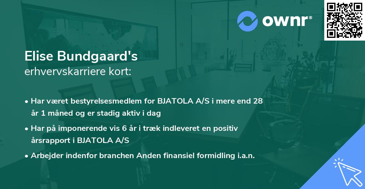 Elise Bundgaard's erhvervskarriere kort