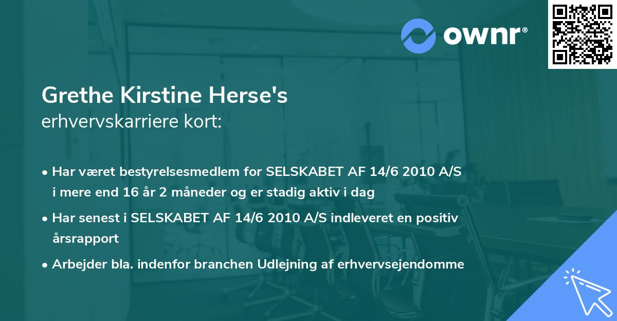 Grethe Kirstine Herse's erhvervskarriere kort