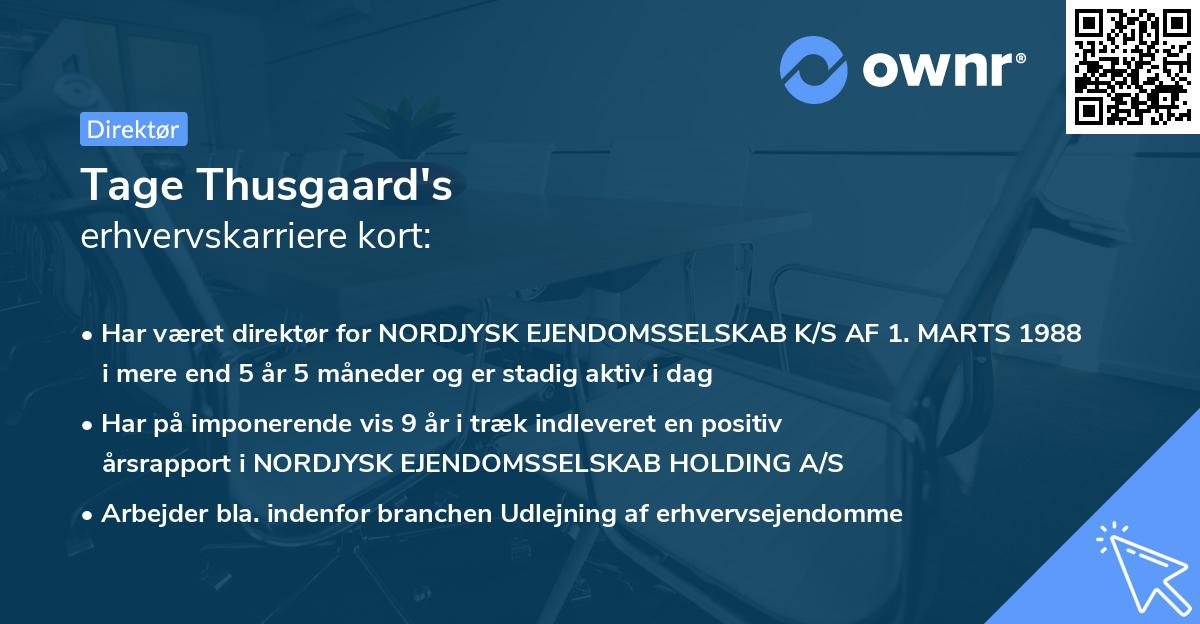 Tage Thusgaard's erhvervskarriere kort