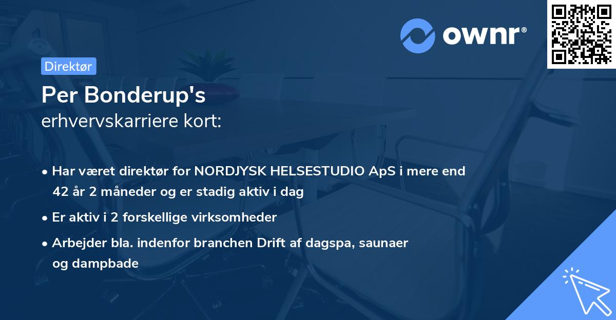 Per Bonderup's erhvervskarriere kort