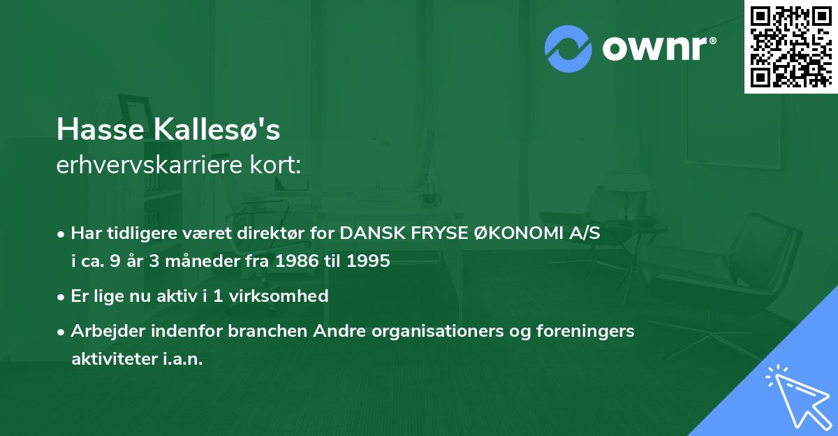 Hasse Kallesø's erhvervskarriere kort