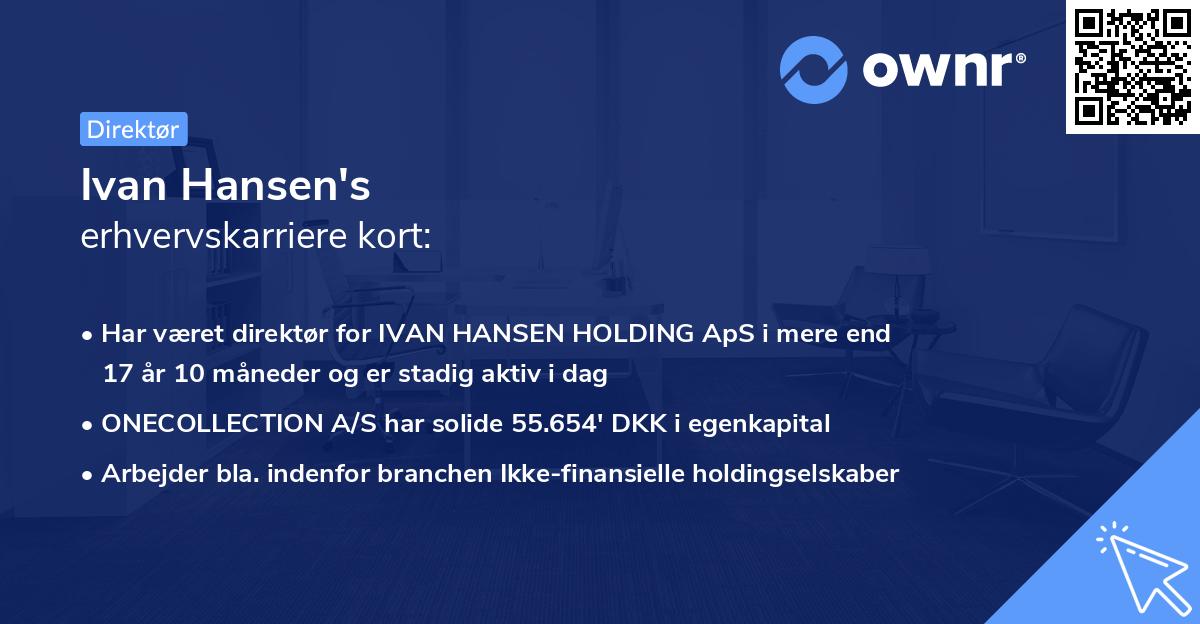 Ivan Hansen's erhvervskarriere kort