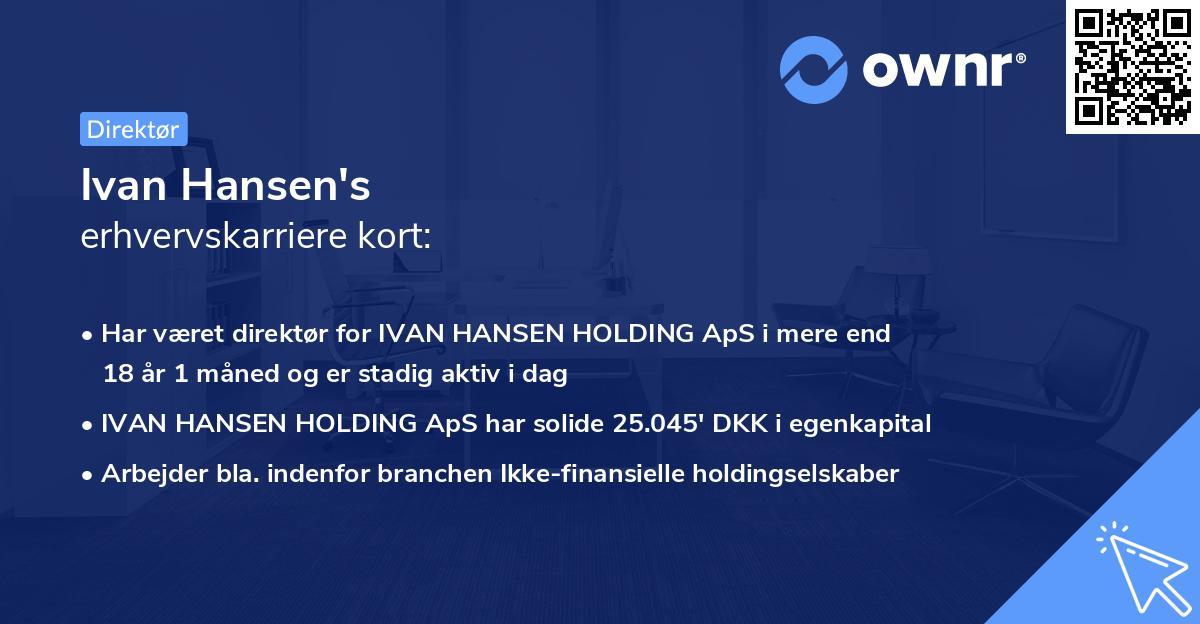 Ivan Hansen's erhvervskarriere kort