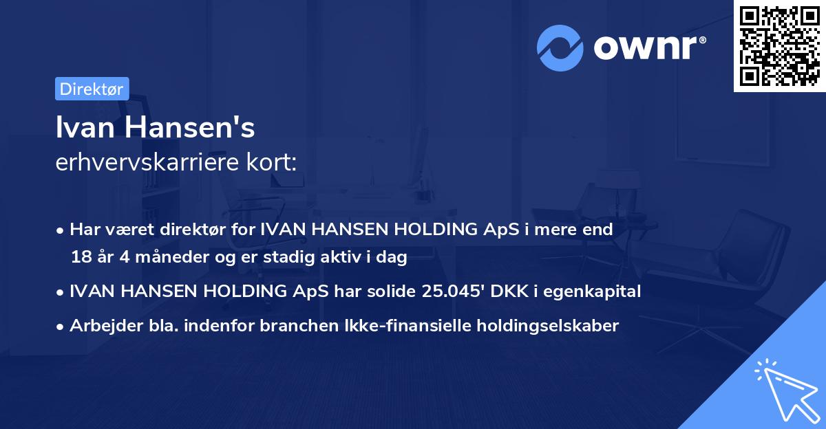 Ivan Hansen's erhvervskarriere kort