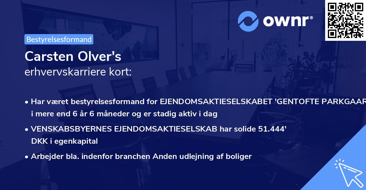 Carsten Olver's erhvervskarriere kort