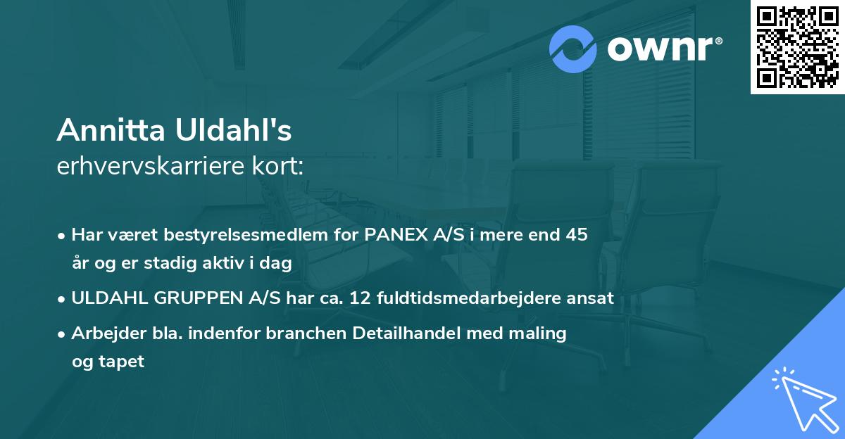 Annitta Uldahl's erhvervskarriere kort