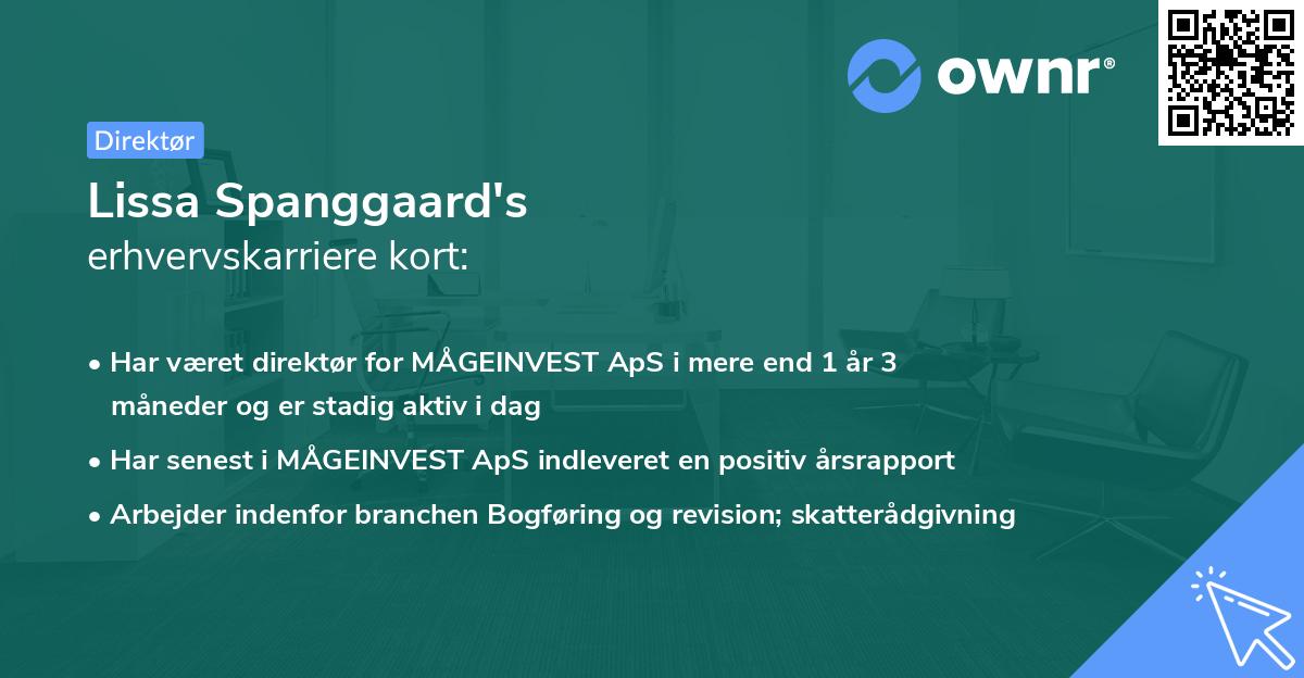 Lissa Spanggaard's erhvervskarriere kort