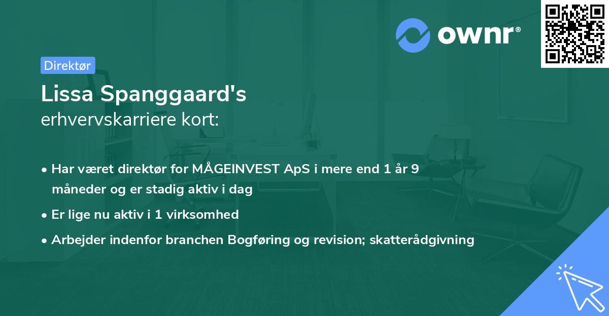 Lissa Spanggaard's erhvervskarriere kort
