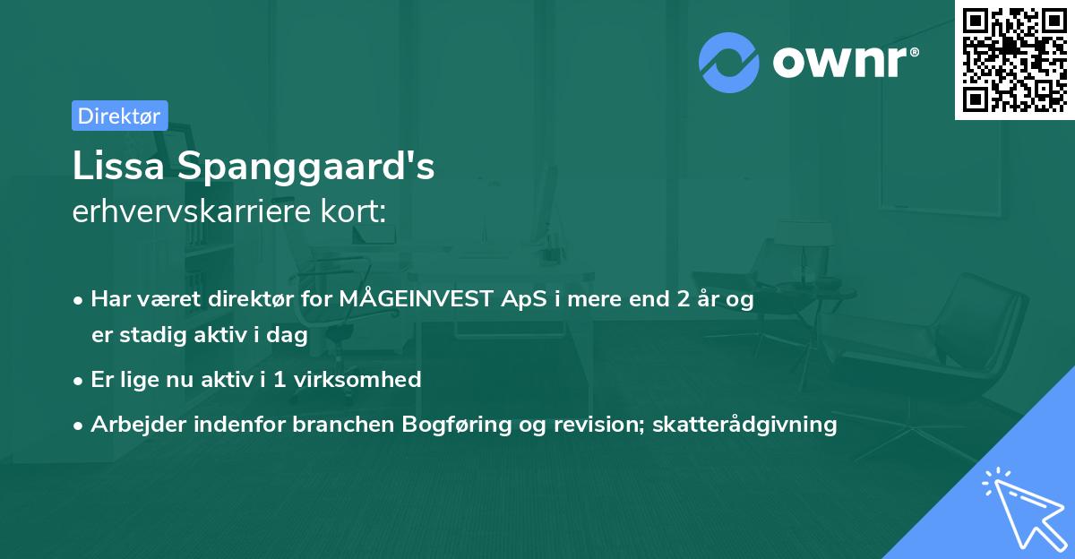 Lissa Spanggaard's erhvervskarriere kort