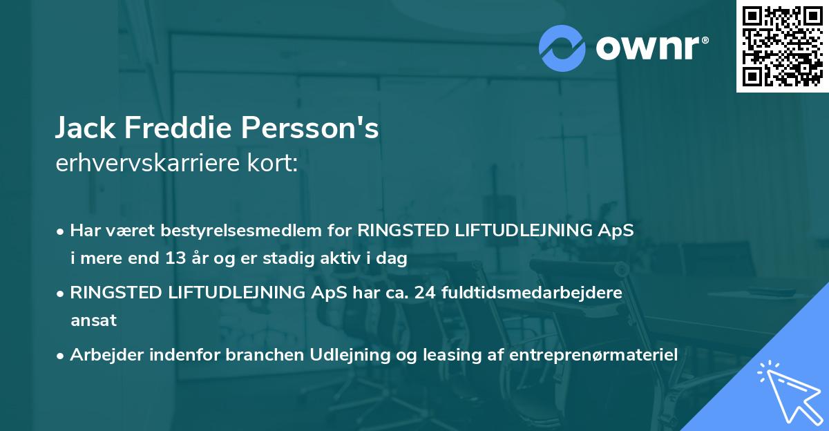 Jack Freddie Persson's erhvervskarriere kort