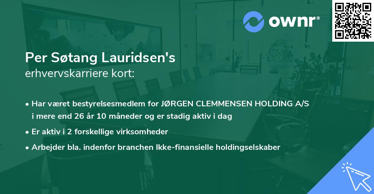 Per Søtang Lauridsen's erhvervskarriere kort