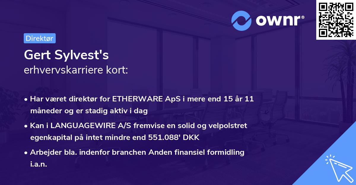 Gert Sylvest's erhvervskarriere kort