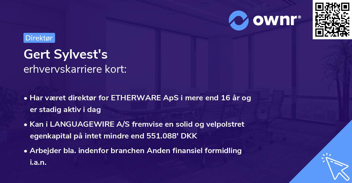 Gert Sylvest's erhvervskarriere kort