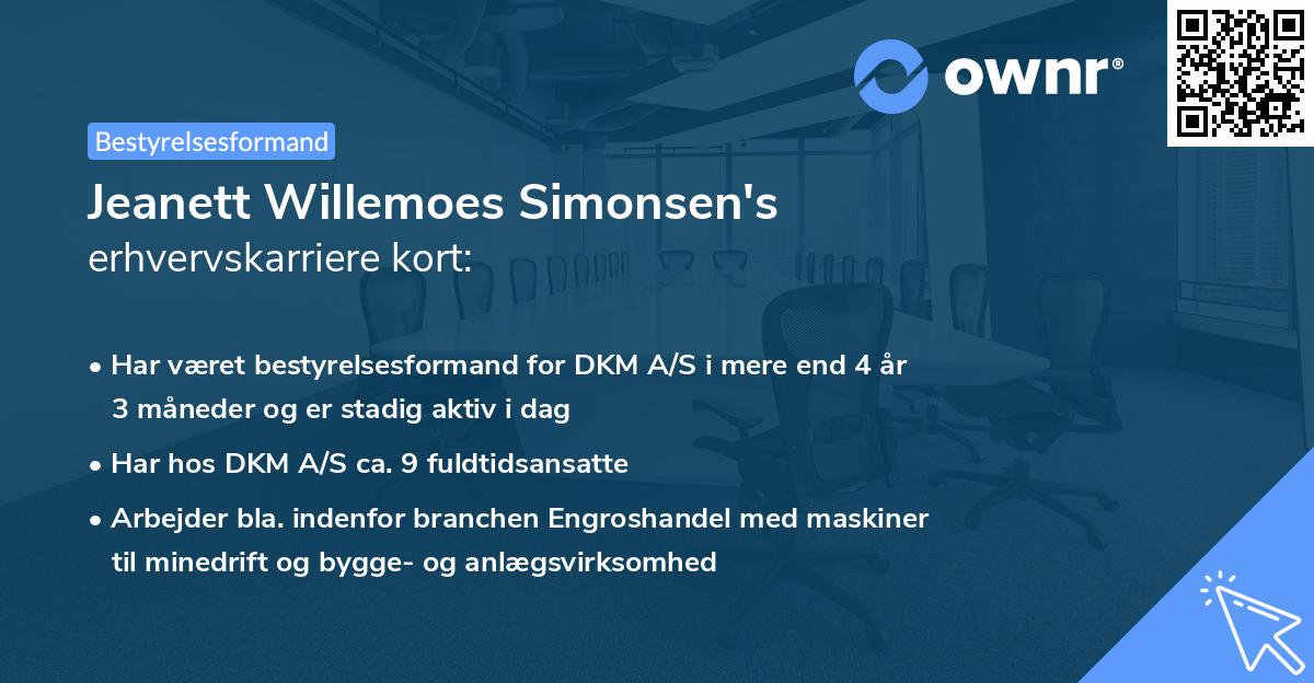 Jeanett Willemoes Simonsen's erhvervskarriere kort