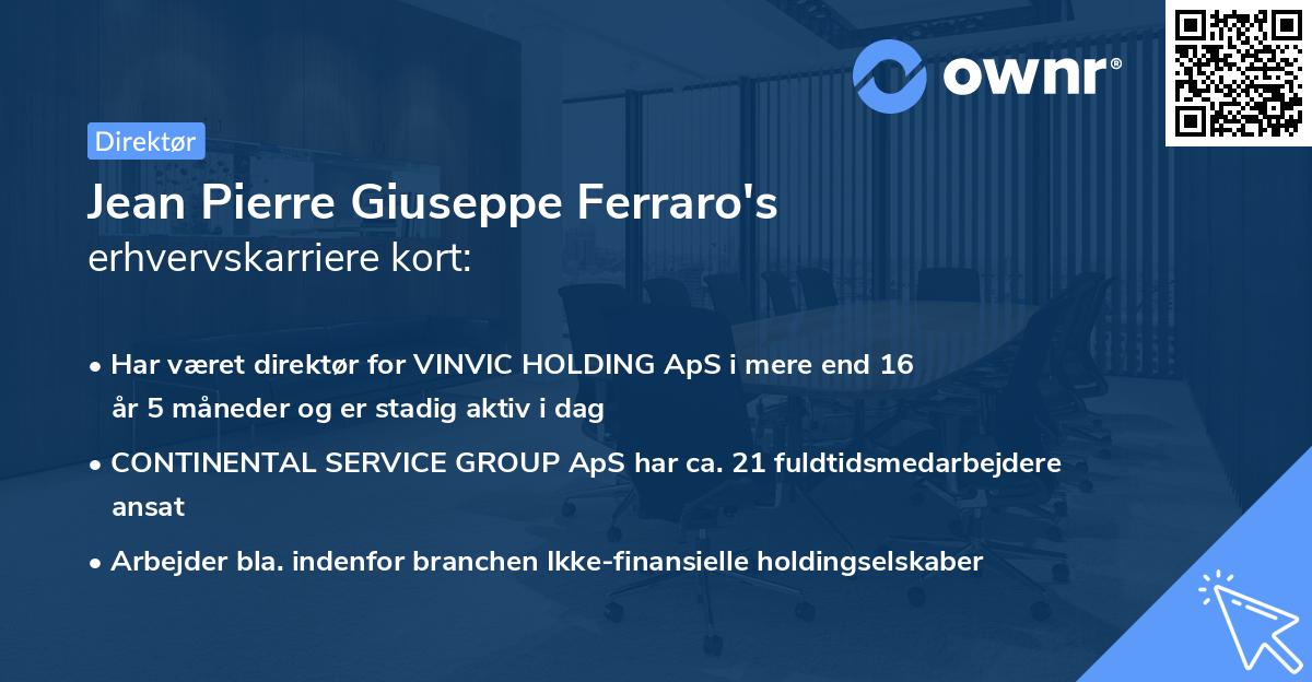 Jean Pierre Giuseppe Ferraro's erhvervskarriere kort