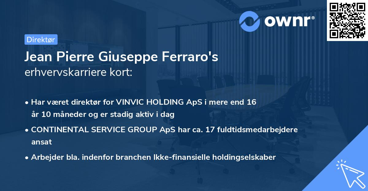 Jean Pierre Giuseppe Ferraro's erhvervskarriere kort