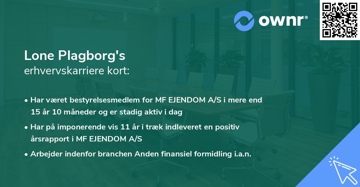 Lone Plagborg's erhvervskarriere kort