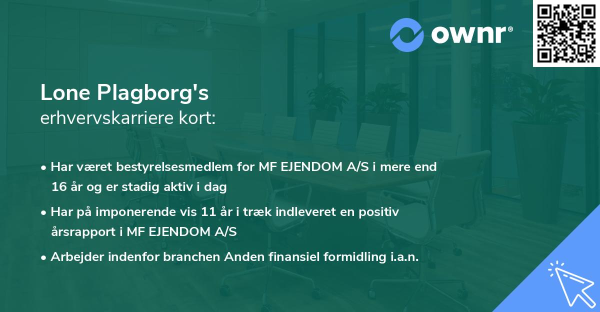 Lone Plagborg's erhvervskarriere kort