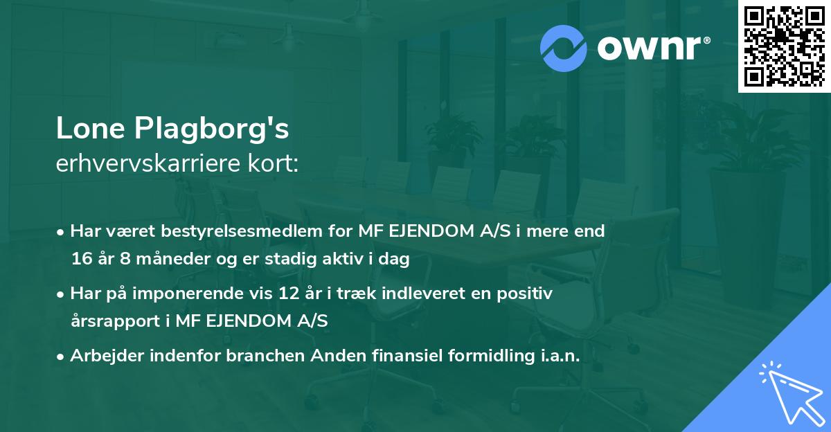 Lone Plagborg's erhvervskarriere kort