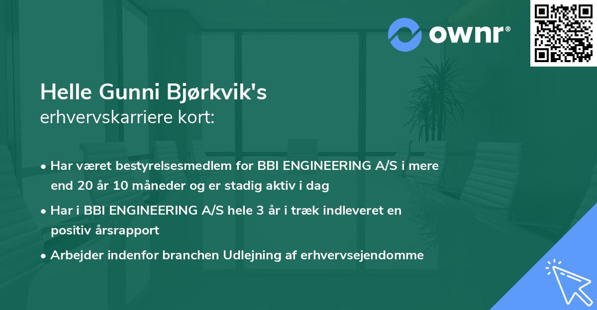Helle Gunni Bjørkvik's erhvervskarriere kort