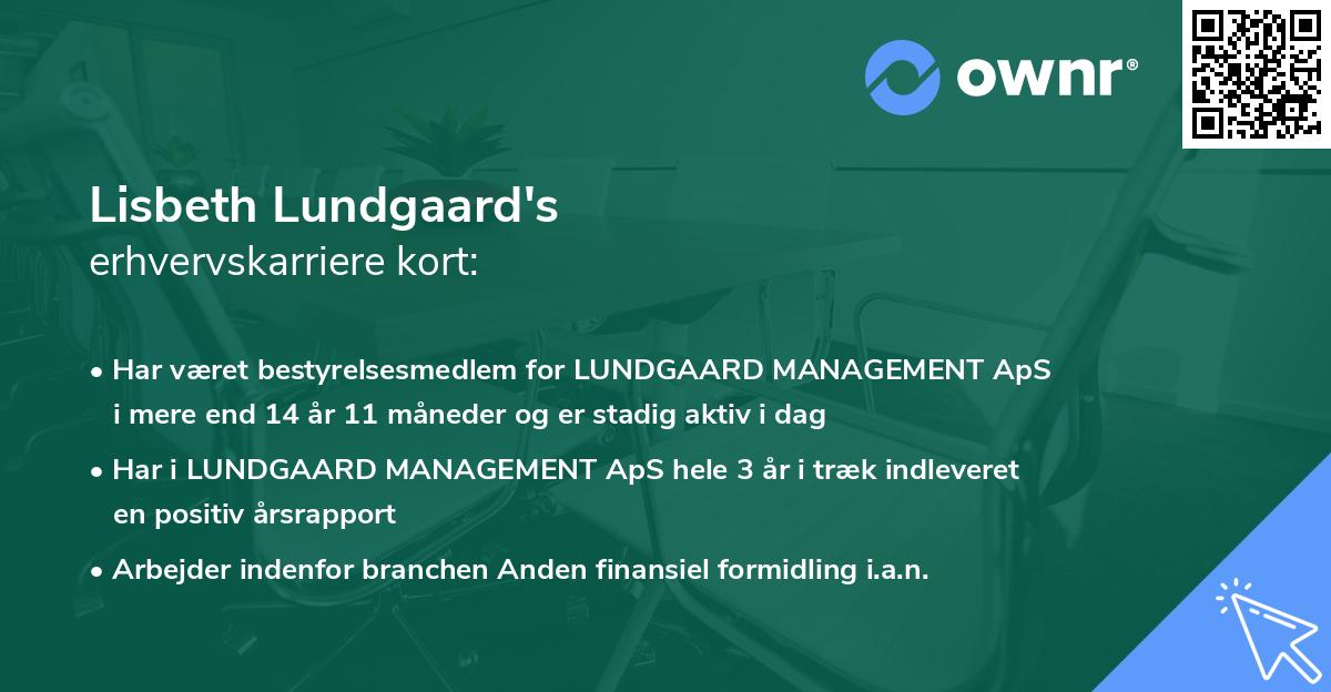 Lisbeth Lundgaard's erhvervskarriere kort