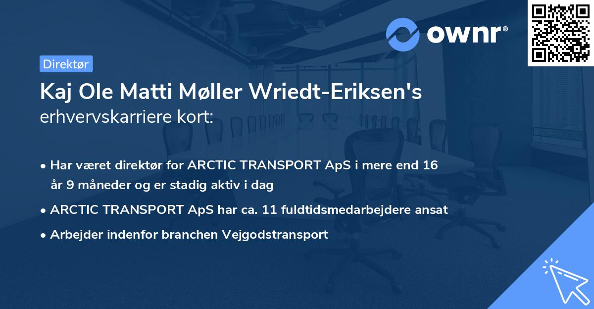 Kaj Ole Matti Møller Wriedt-Eriksen's erhvervskarriere kort