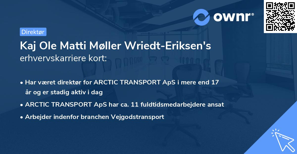 Kaj Ole Matti Møller Wriedt-Eriksen's erhvervskarriere kort