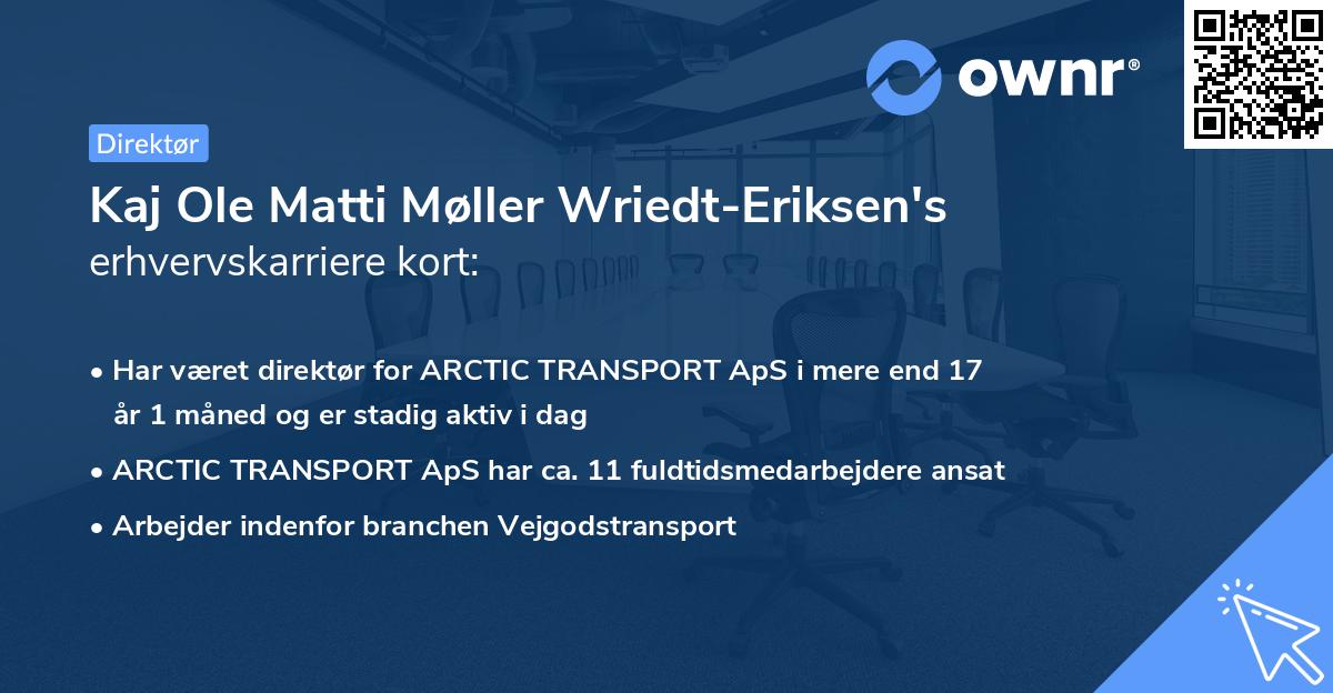 Kaj Ole Matti Møller Wriedt-Eriksen's erhvervskarriere kort