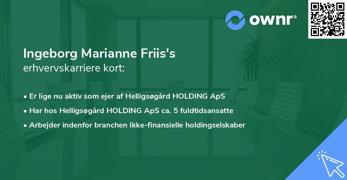 Ingeborg Marianne Friis's erhvervskarriere kort