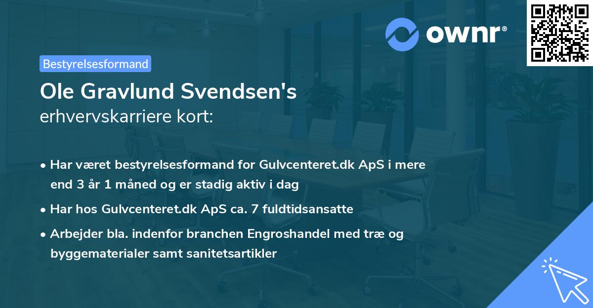 Ole Gravlund Svendsen's erhvervskarriere kort