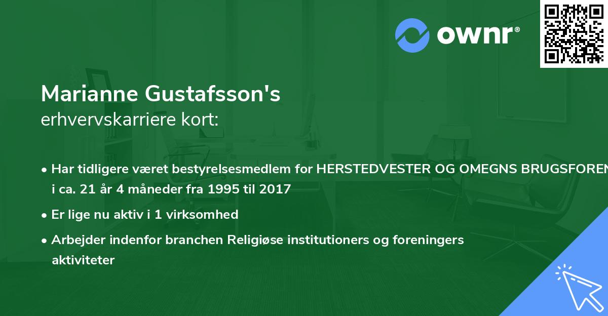 Marianne Gustafsson's erhvervskarriere kort