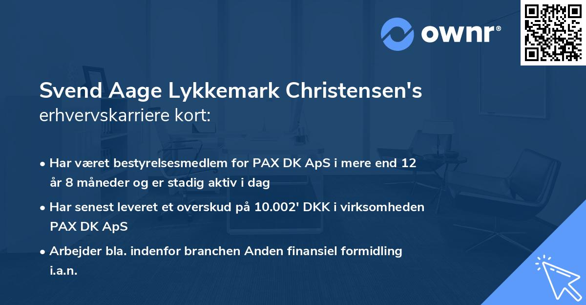 Svend Aage Lykkemark Christensen's erhvervskarriere kort