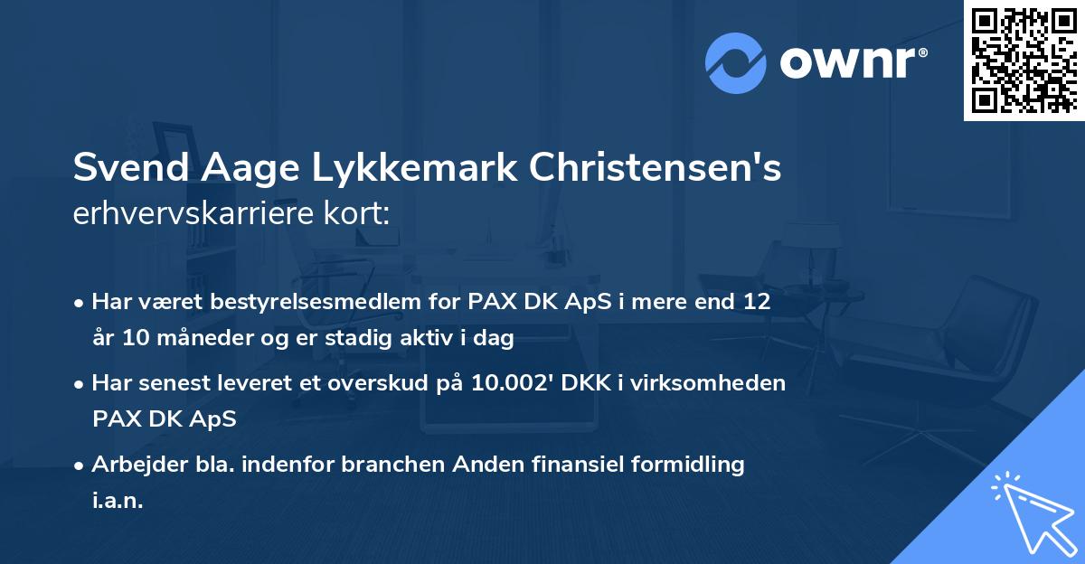 Svend Aage Lykkemark Christensen's erhvervskarriere kort