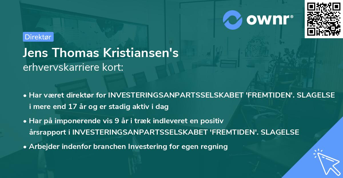 Jens Thomas Kristiansen's erhvervskarriere kort