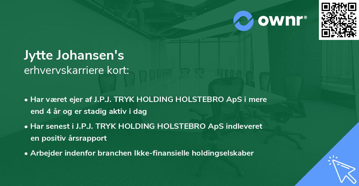 Jytte Johansen's erhvervskarriere kort