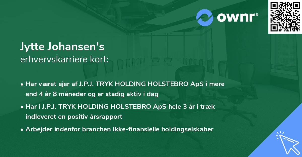 Jytte Johansen's erhvervskarriere kort