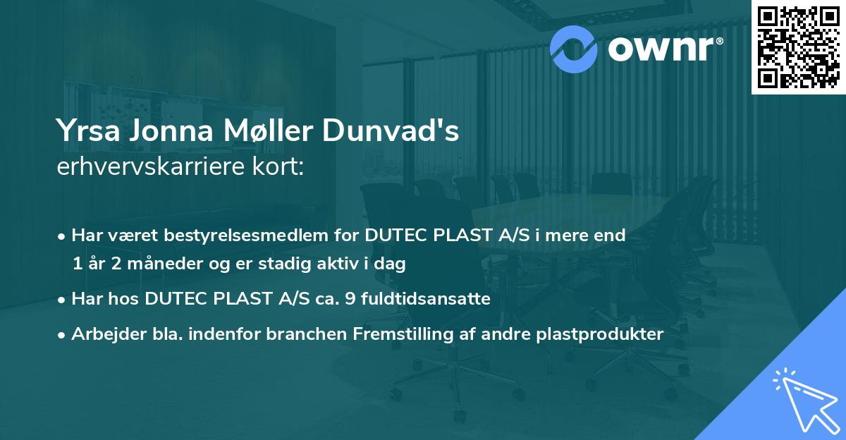 Yrsa Jonna Møller Dunvad's erhvervskarriere kort