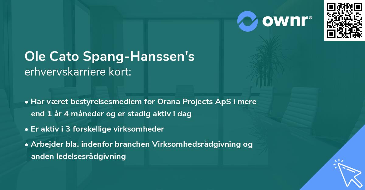 Ole Cato Spang-Hanssen's erhvervskarriere kort