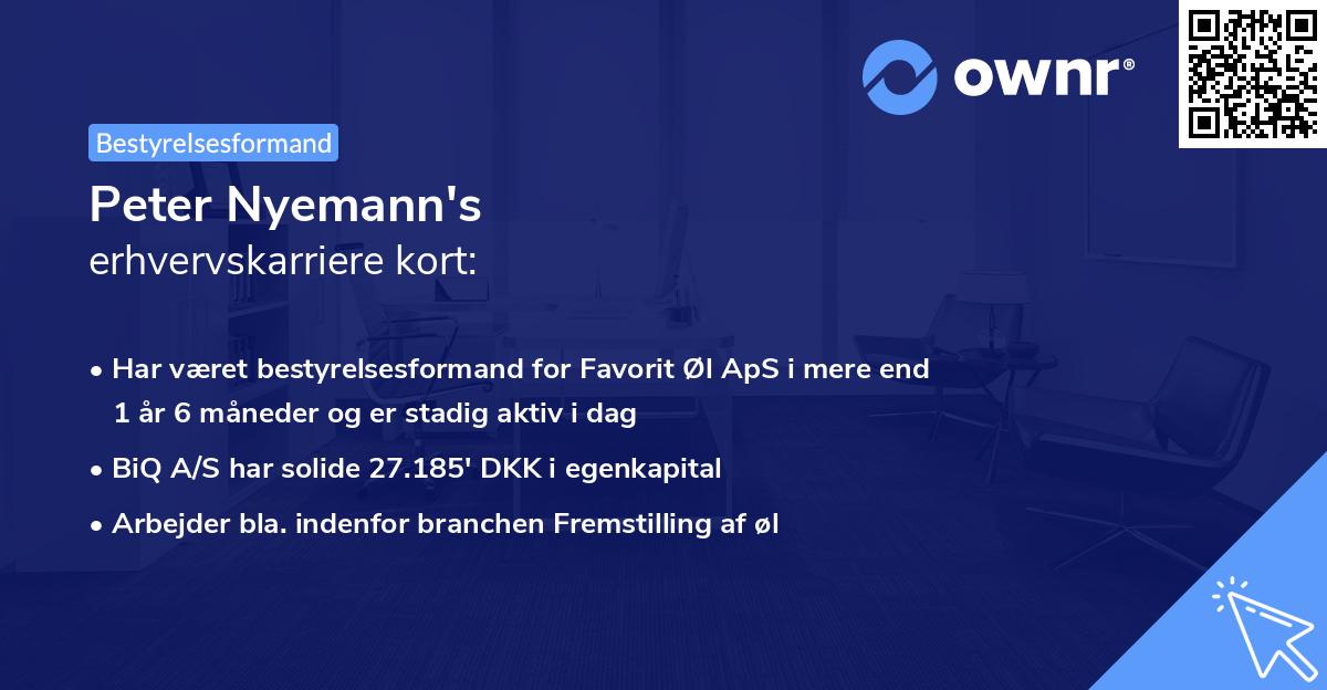 Peter Nyemann's erhvervskarriere kort