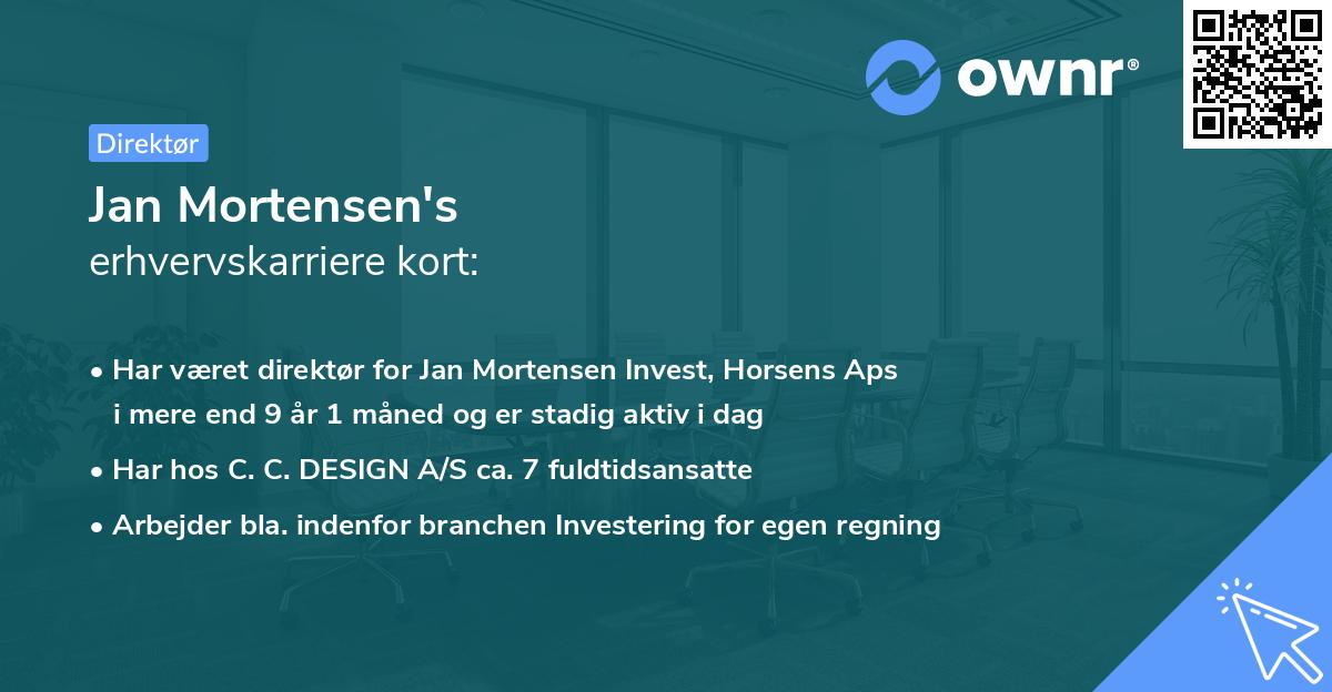 Jan Mortensen's erhvervskarriere kort